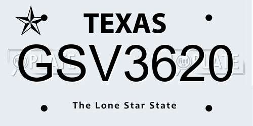 GSV3620 Texas License Plate