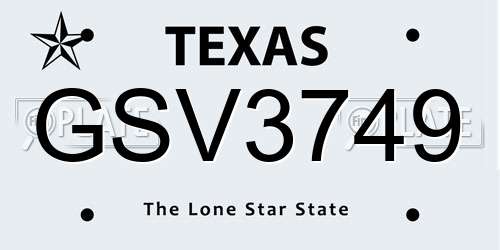 GSV3749 Texas License Plate