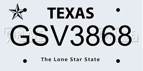 GSV3868 Texas License Plate
