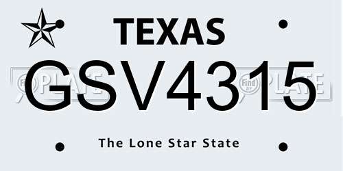 GSV4315 Texas License Plate