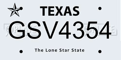 GSV4354 Texas License Plate