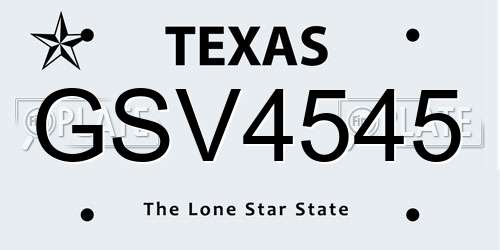 GSV4545 Texas License Plate