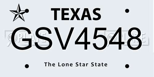 GSV4548 Texas License Plate