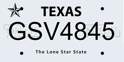 GSV4845 Texas License Plate