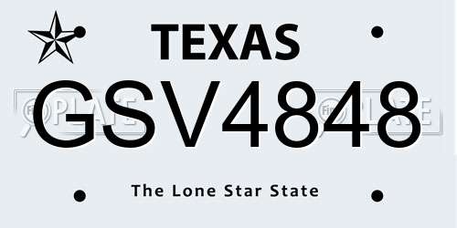 GSV4848 Texas License Plate