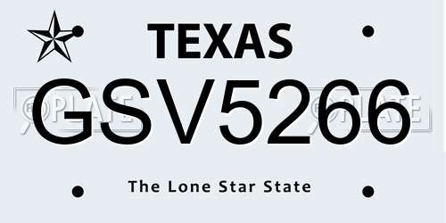 GSV5266 Texas License Plate