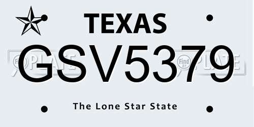 GSV5379 Texas License Plate