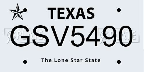 GSV5490 Texas License Plate