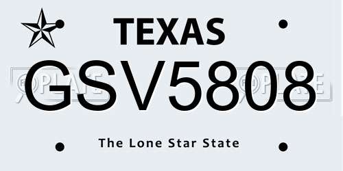 GSV5808 Texas License Plate