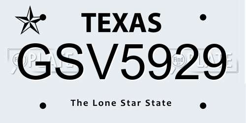 GSV5929 Texas License Plate