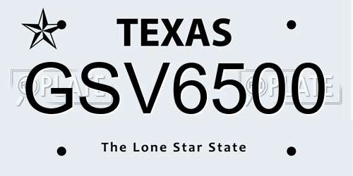GSV6500 Texas License Plate