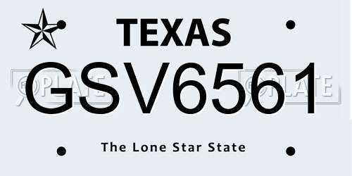 GSV6561 Texas License Plate