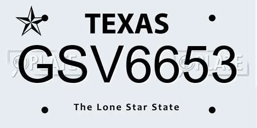 GSV6653 Texas License Plate