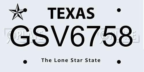 GSV6758 Texas License Plate