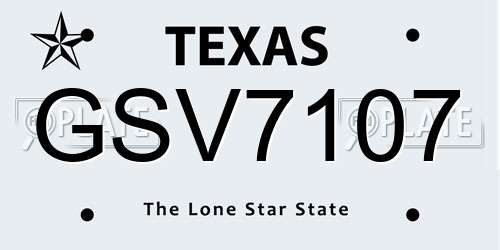 GSV7107 Texas License Plate