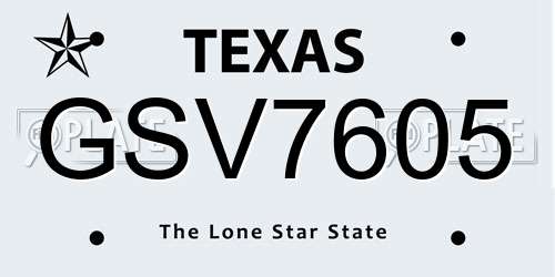 GSV7605 Texas License Plate