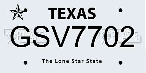 GSV7702 Texas License Plate