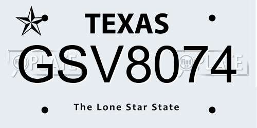 GSV8074 Texas License Plate