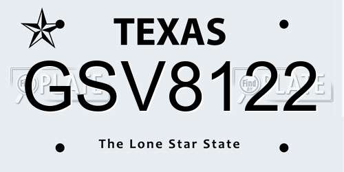 GSV8122 Texas License Plate
