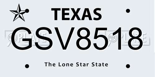 GSV8518 Texas License Plate