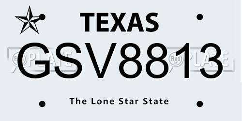 GSV8813 Texas License Plate
