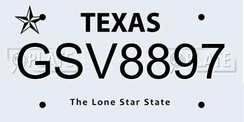 GSV8897 Texas License Plate