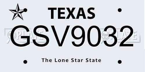 GSV9032 Texas License Plate