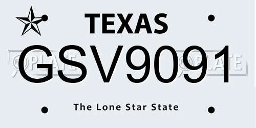 GSV9091 Texas License Plate