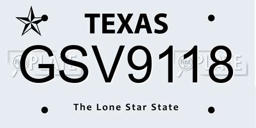 GSV9118 Texas License Plate