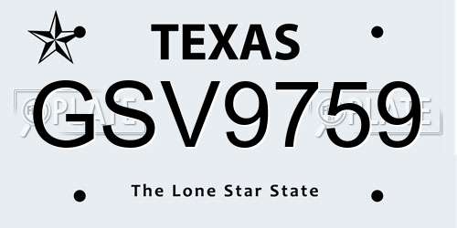 GSV9759 Texas License Plate