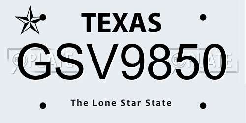 GSV9850 Texas License Plate
