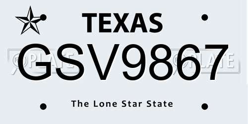 GSV9867 Texas License Plate