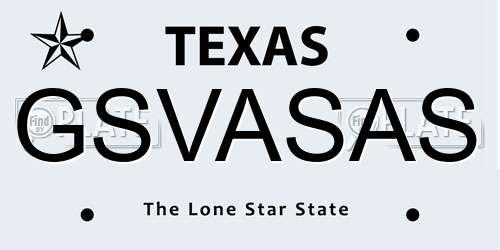 GSVASAS Texas License Plate