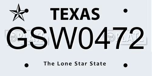 GSW0472 Texas License Plate