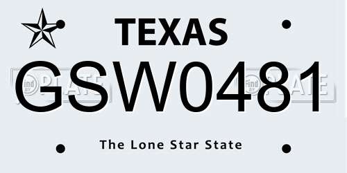 GSW0481 Texas License Plate