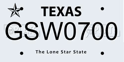 GSW0700 Texas License Plate