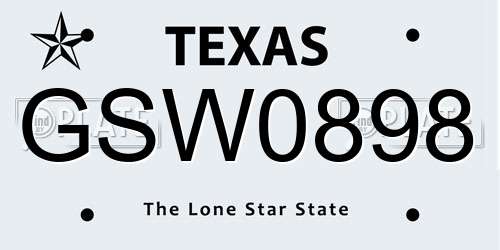 GSW0898 Texas License Plate