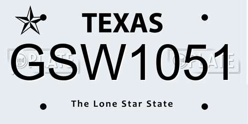 GSW1051 Texas License Plate