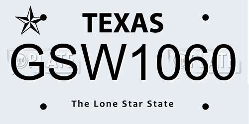 GSW1060 Texas License Plate