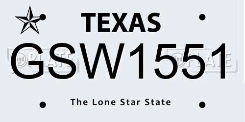 GSW1551 Texas License Plate