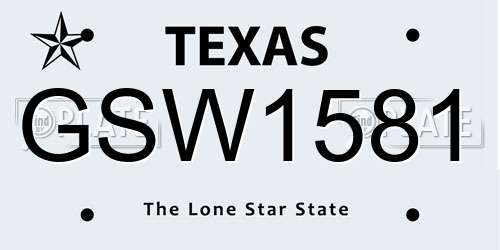 GSW1581 Texas License Plate