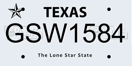 GSW1584 Texas License Plate