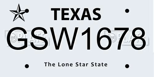 GSW1678 Texas License Plate
