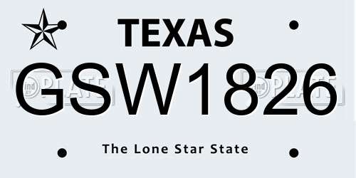 GSW1826 Texas License Plate
