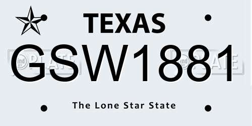 GSW1881 Texas License Plate