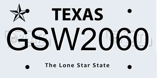 GSW2060 Texas License Plate