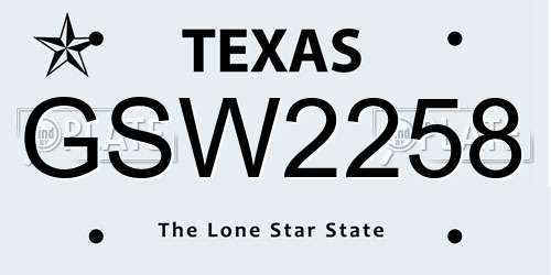 GSW2258 Texas License Plate