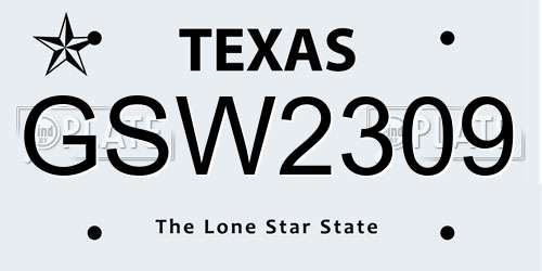 GSW2309 Texas License Plate