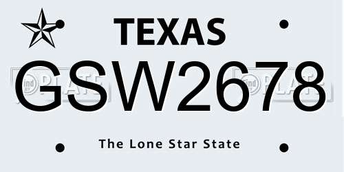 GSW2678 Texas License Plate