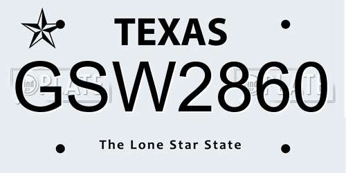 GSW2860 Texas License Plate